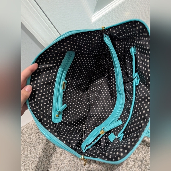 Lulu by Lulu Guinness Turquoise Blue Satchel with Gold Hardware - Picture 8 of 11